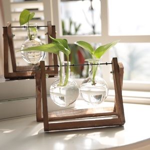 Glass Vase with Rack for Outdoor Decor